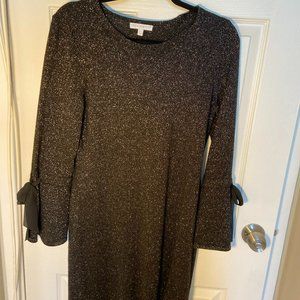 Talbots RSVP Sparkle Black Dress with Bell Sleeves